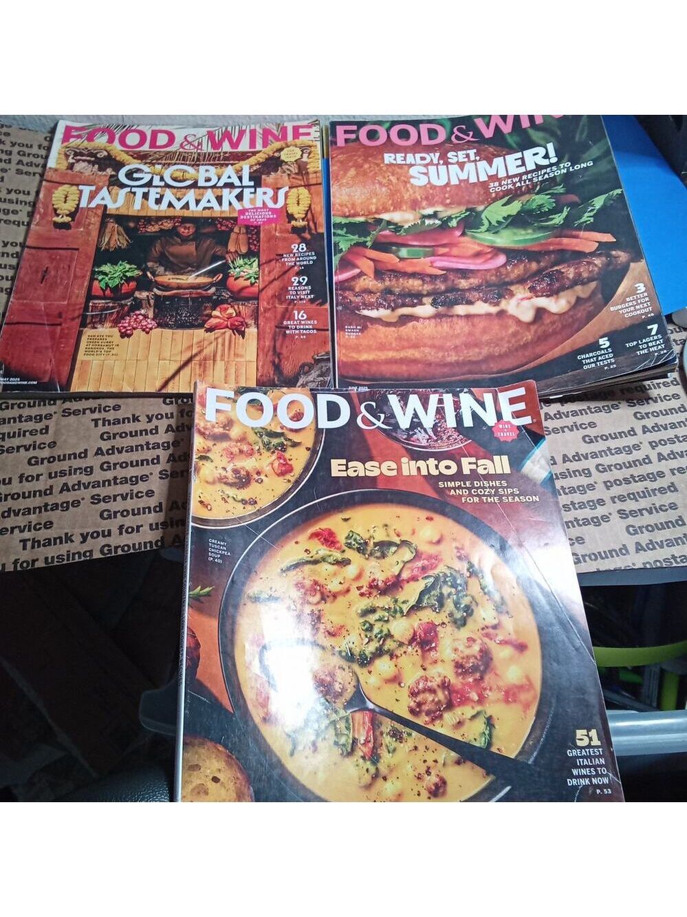 Food & Wine Magazines Lot of 3 Summer Global Cooking Recipes 2025